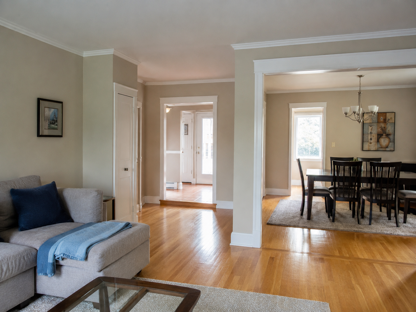Freshly repainted rooms in a family home